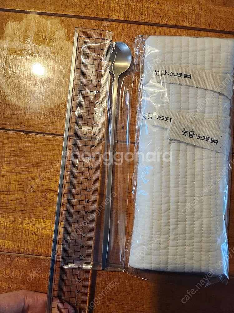 놋담 유기 롱 드링크스푼 +누빔 수저집 5인--1