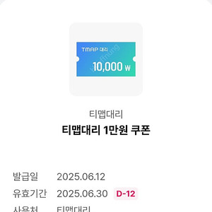 티맵 대리 1만원쿠폰