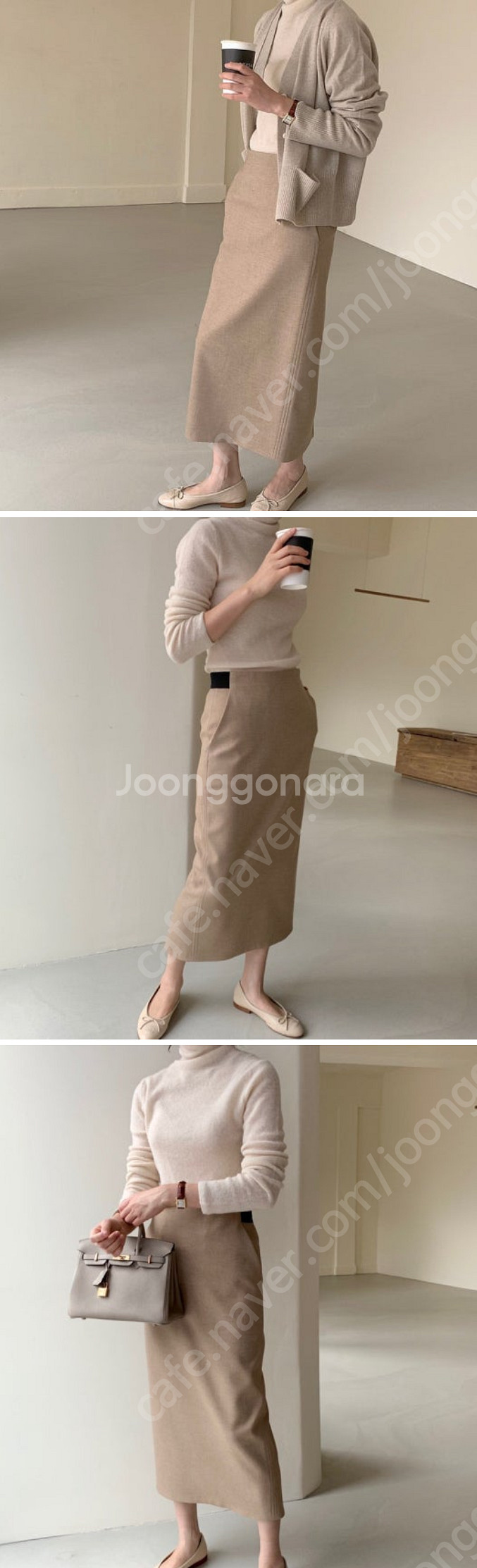보웬 bowen 합포 스티치 스커트 s 블랙 / 아이보...--0