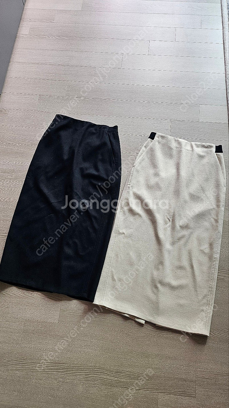 보웬 bowen 합포 스티치 스커트 s 블랙 / 아이보...--3