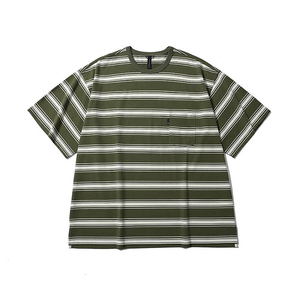 모이프 올리브 스트라이프 포켓티 / [SS25] ONE POCKET H/S TEE - OLIVE STRIPE
