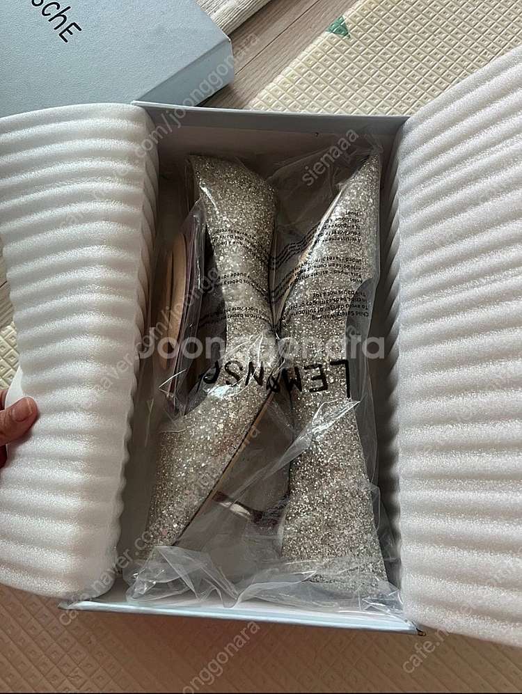 르몽쉐 웨딩슈즈 바닐라 글리터 37 (5cm)--4