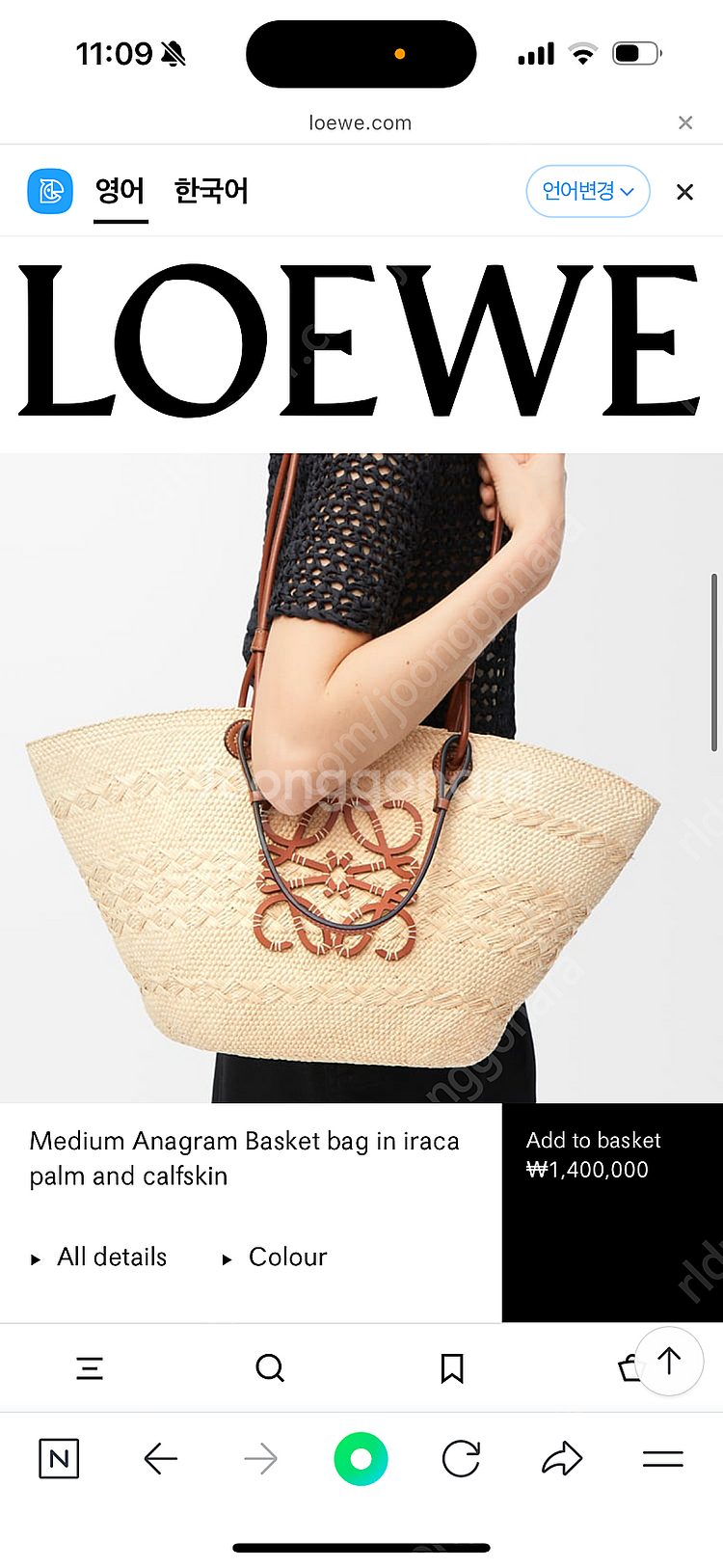 로에베 라탄백 버킷백--5