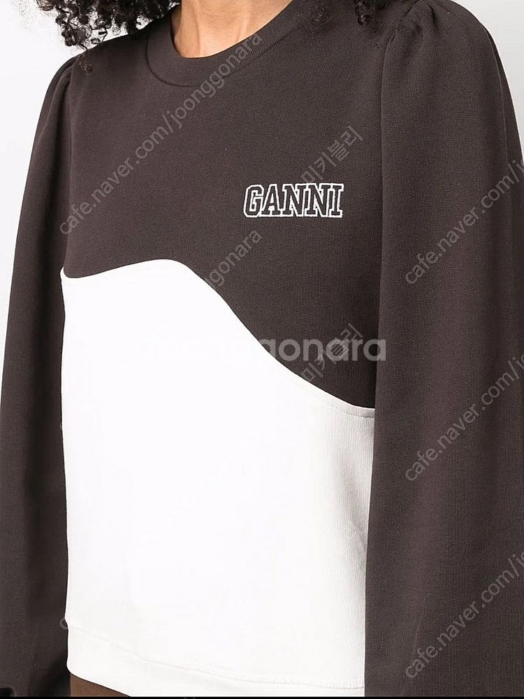 GANNI 가니 웨이브 패널로고 맨투맨 S--0