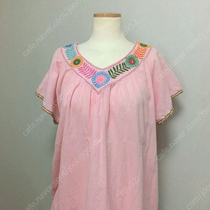 일본빈티지 꽃자수 에스닉 히피 모리걸 티티카카 핑크 블라우스
