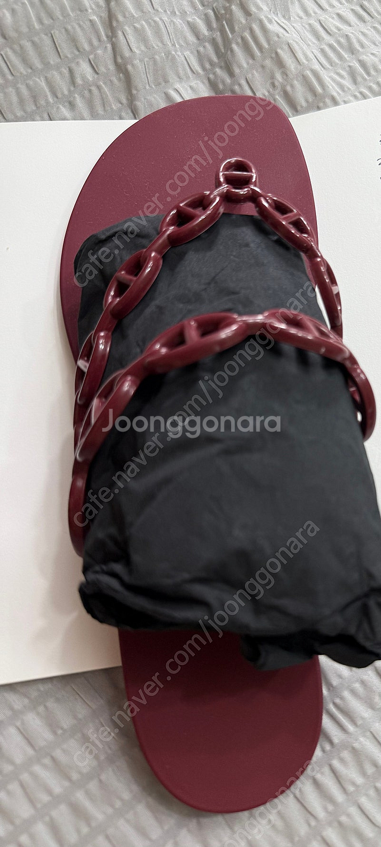 에르메스 아일랜드 샌들 37(240) 버건디 새상품--0