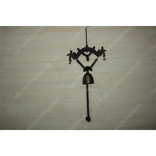 티벳 수공예 황동 방울종 원목 장식 유목민 인테리어 이미지