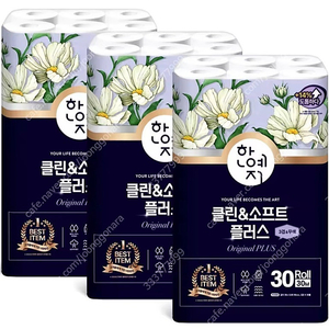 특가)한예지 천연펄프 화장지 휴지 30미터 30롤×3팩(총90롤)무료배송28900원