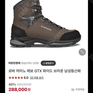 로바 까미노 에보 GTX 와이드 브라운 남성등산화 265mm 판매합니다.