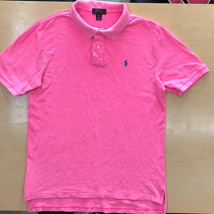 XL18-20사이즈 폴로랄프로렌 빅포니 카라반팔티셔츠 형광분홍색 주니어 정품