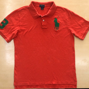 XL18-20사이즈 폴로랄프로렌 빅포니 카라반팔티셔츠 주황색 주니어 정품