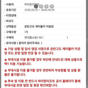 하이원 운탄고도 케이블카 티켓 4장 판매