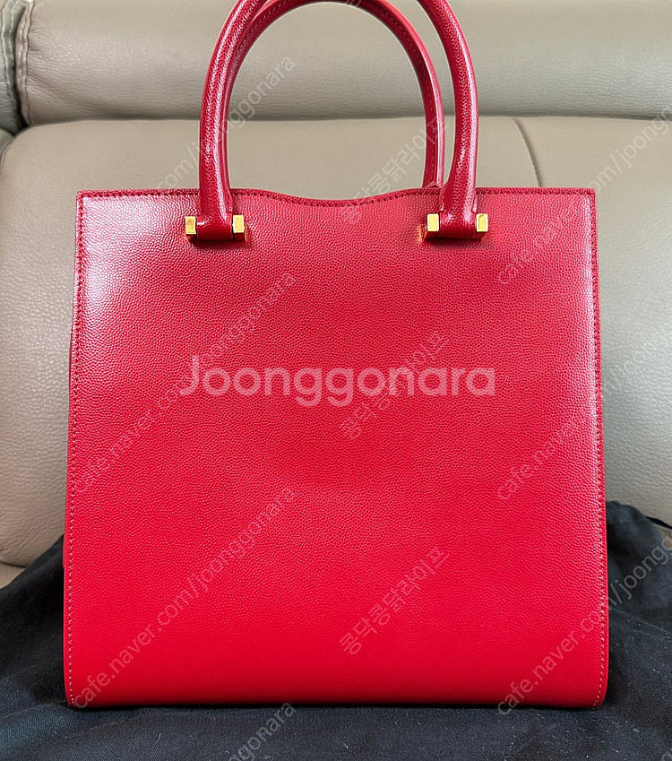 생로랑 그랑 드 뿌드르 업타운 탑핸들 스몰 토트 숄더백...--3