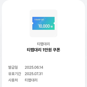 티맵대리 1만원쿠폰 3,000원 (~7/31)