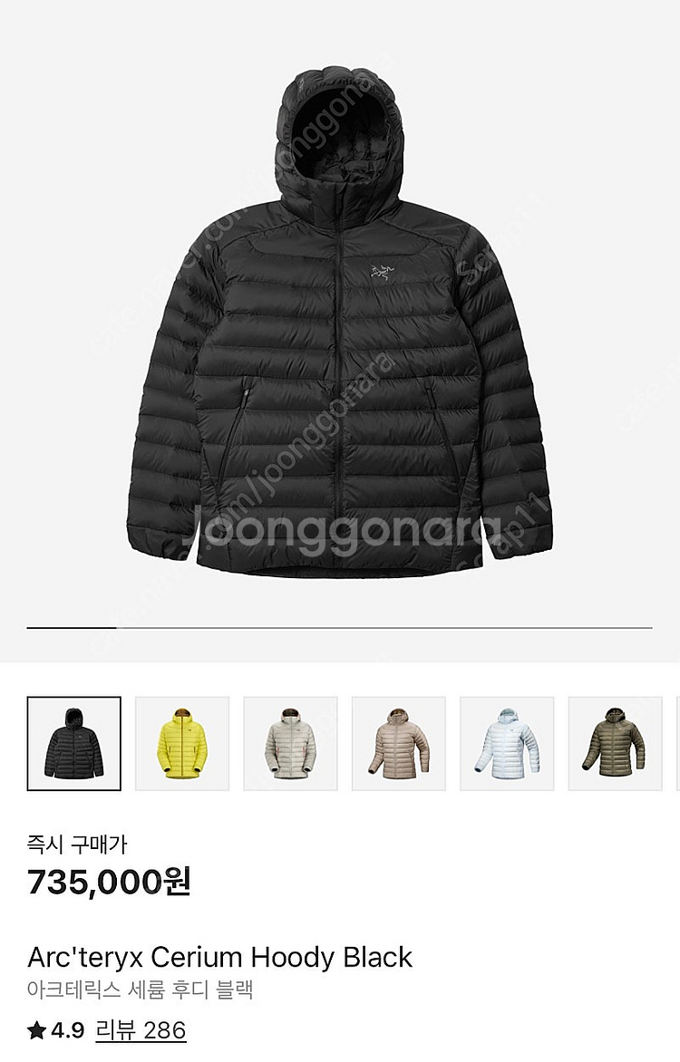 아크테릭스 세륨 후디 블랙 L--0