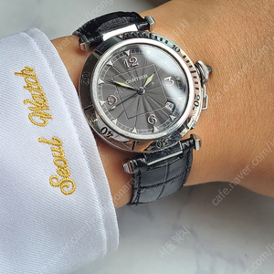 [정품] 까르띠에 파샤 그레이 기요쉐 다이얼 스켈레톤 백 남성용 38 (Cartier Pasha Grey Diver Watch)