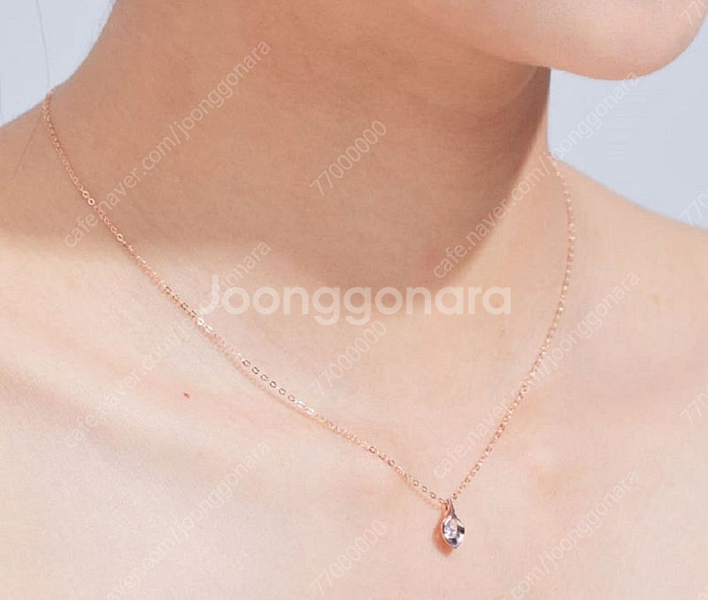 킨트 스톤 물방울 목걸이 14k 슬림체인--2