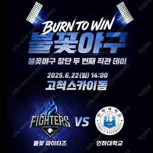 6월22일 (일요일) 불꽃야구 불꽃 파이더즈 vs 인하대학교 고척스카이돔