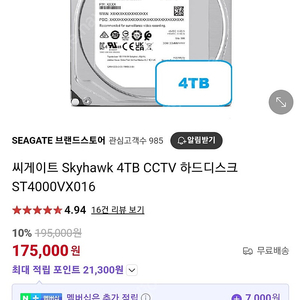 시게이트 스카이호크 4TB CCTV NAS