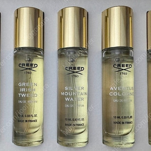 크리드 트래블사이즈, 디스커버리 키트 10ml 어벤투스, 실버마운틴워터(실마워), 그린 아이리쉬 트위드(그아트), 밀레지움 임페리얼, 어벤투스 코롱