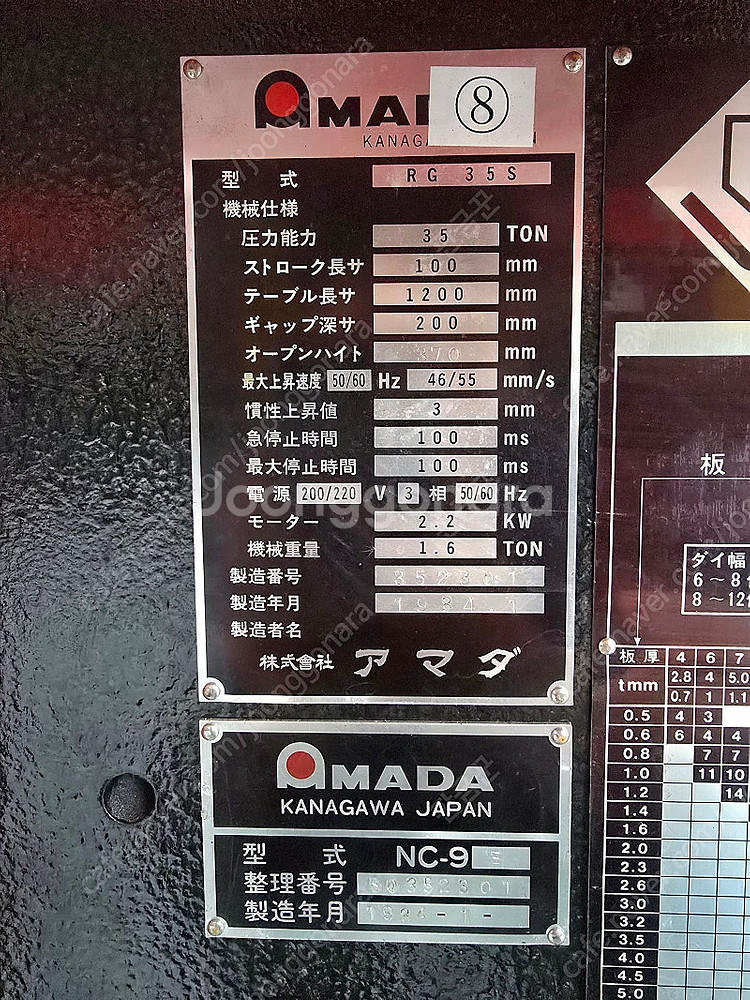 아마다절곡기 RG35 기종, NC9-EX,NE9-EV,...--6