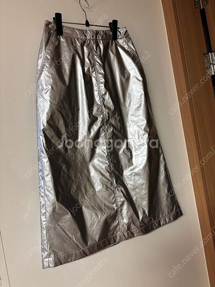 문선 포일 실버 메탈 롱스커트 치마 s 정가149,00...--4