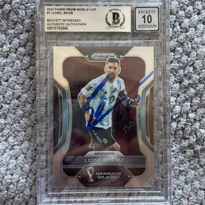 2022 Panini Prizm World Cup 리오넬 메시 사인카드 (Beckett 인증)