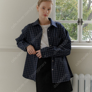 (새상품) 엽페 체크 오버 셔츠 네이비 CHECK OVER SHIRT_NAVY