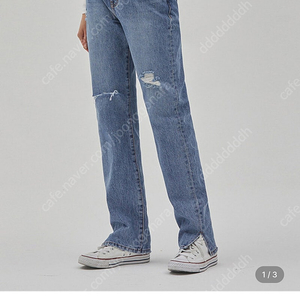 률앤와이 DENIM DESTROTED STRAIGHT SLIT PANTS BLUE