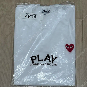 [XL] 꼼데가르송 레드 하트 티셔츠 반팔 화이트