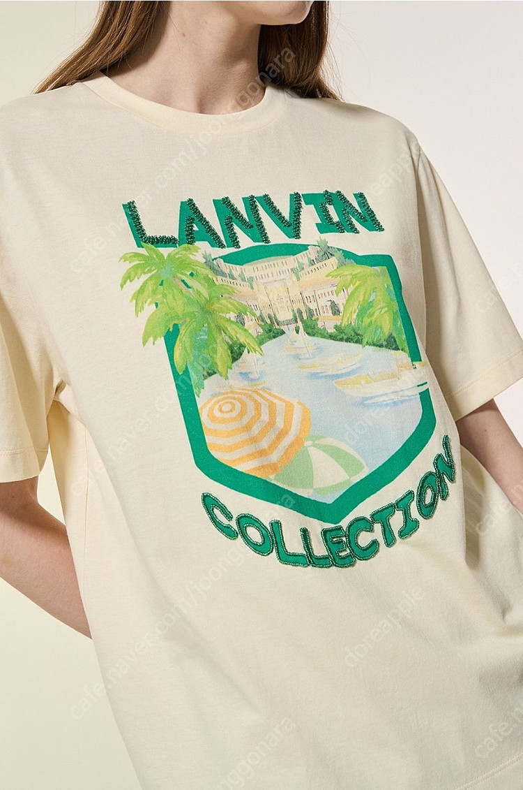 한섬 랑방 [새옷] 프린티드 비딩 티셔츠 택포20--1