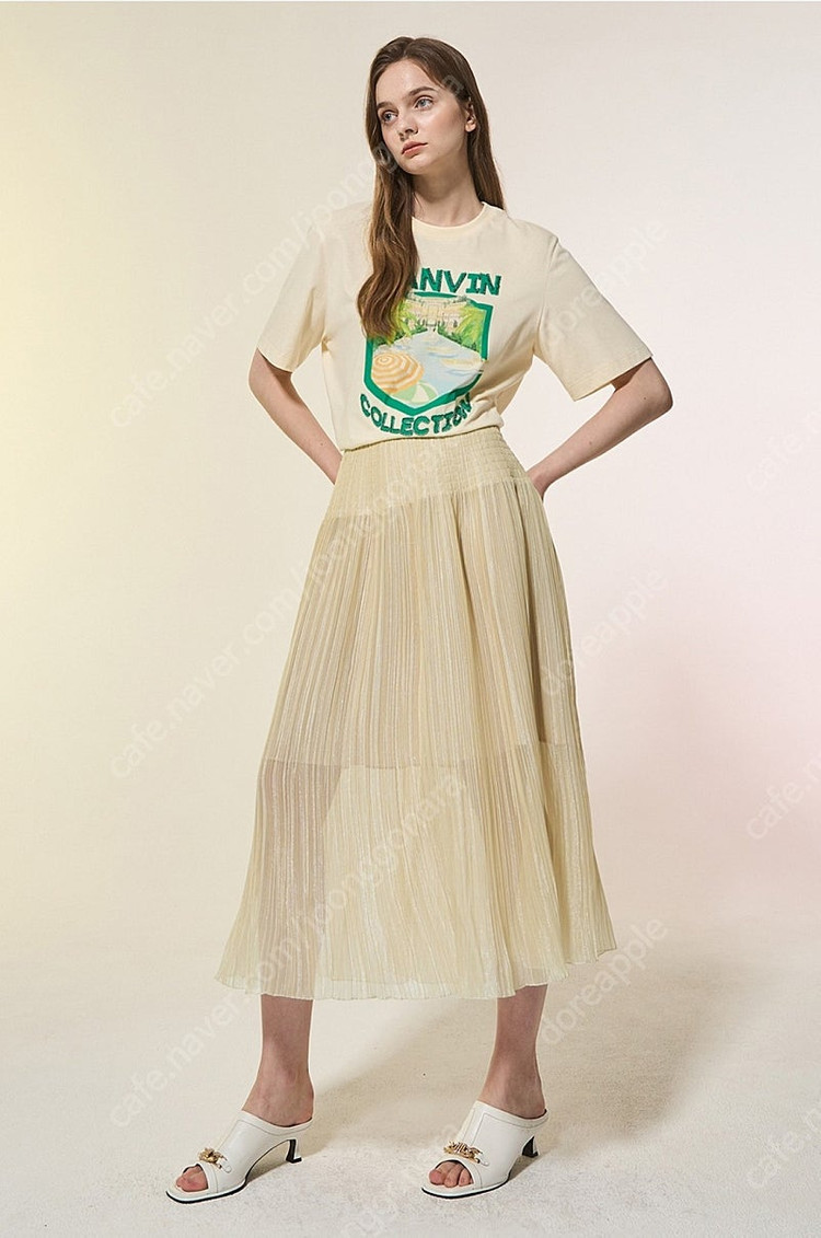 한섬 랑방 [새옷] 프린티드 비딩 티셔츠 택포20--2