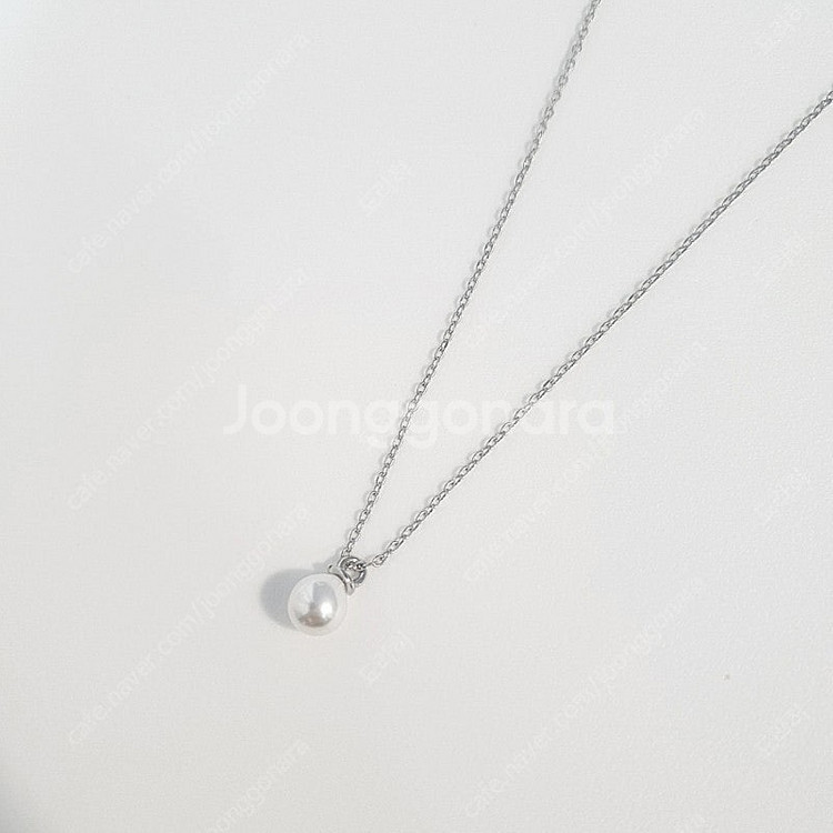 착용샷) 진주 펜던트 목걸이 아크릴 펄 실버 핸드메이드--1