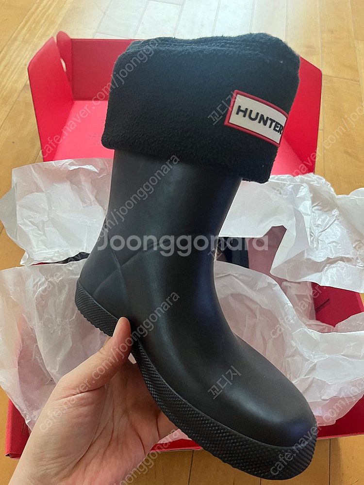헌터 레인부츠 uk13+워머--7