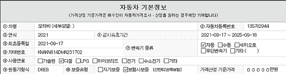 [기아]모하비 더 마스터 4WD 마스터즈 5인승 (0톤...--6