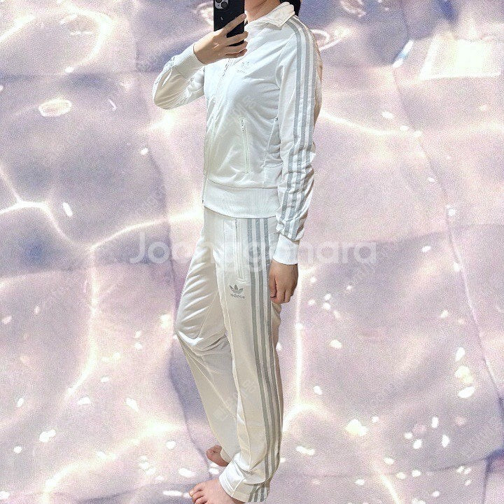 아디다스 파이어버드 져지 빅로고 화이트 실버 셋업 세트...--3