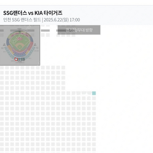6.22(일) 기아 vs 랜더스 스카이뷰석 411구역 F열 1자리