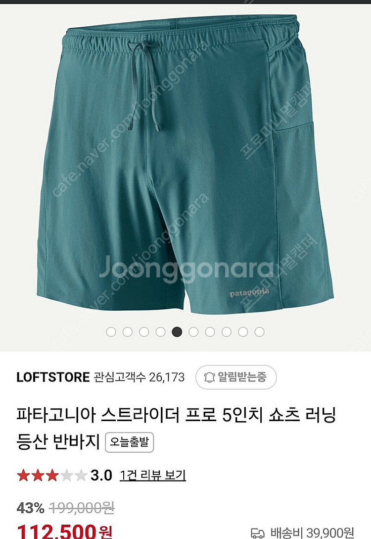 파타고니아 스트라이더 프로 5인치 트레일러닝 반바지 웨이비블루 L사이즈--0