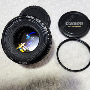 캐논렌즈 EF 50/1:1.4(A급, ULTRASONIC), 58mm uv 필터, 앞뒤 캡 2개.
