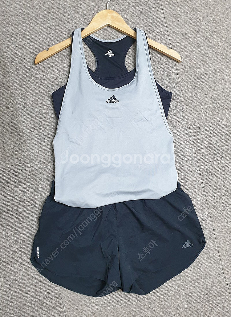 아디다스 (Adidas) 투인원 탱크 & 쇼츠 세트--0