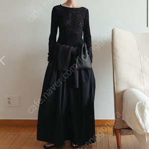모노하 silky shirring long skirt (black)