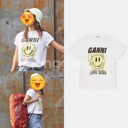 GANNI 가니 러브클럽 티셔츠 스마일 티셔츠 새상품--1
