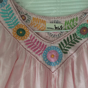 일본빈티지 꽃자수 에스닉 히피 모리걸 티티카카 핑크 블라우스