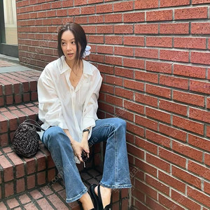 [박스새상품] 정려원 루에브르 셔츠 시스루 오버사이즈 레이스업 셔츠 블라우스