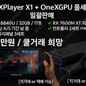 [일괄 판매] OneXPlayer X1 (AMD 8840U) + OneXGPU + 정품 유리패널 3세트(가격내림)