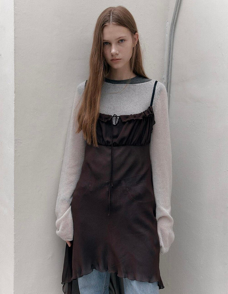 로우클래식 레이어드 원피스 sheer layered--5