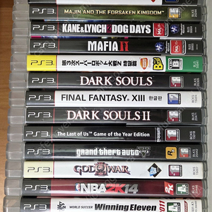 플스3 PS3 타이틀18개 10만 스트리트철권태그2 인슬레이브드컨트랙트건담브레이커마인왕국케인앤린치마피아3차로봇대전다크소울파이널판타지라스트오브어스GTA갓오브NBA위닝MLB
