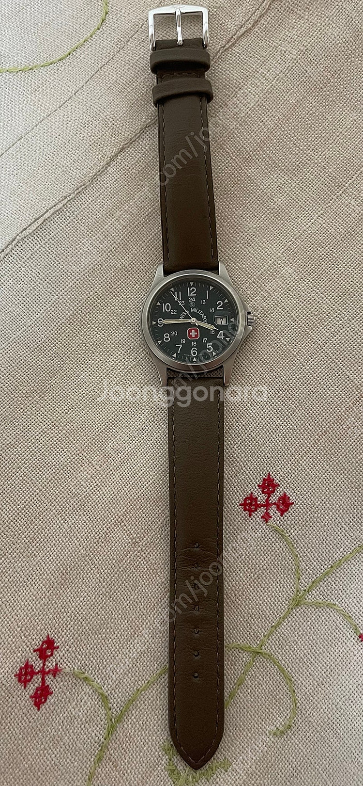 빈티지 스위스 밀리터리 녹판 34mm 쿼츠--2