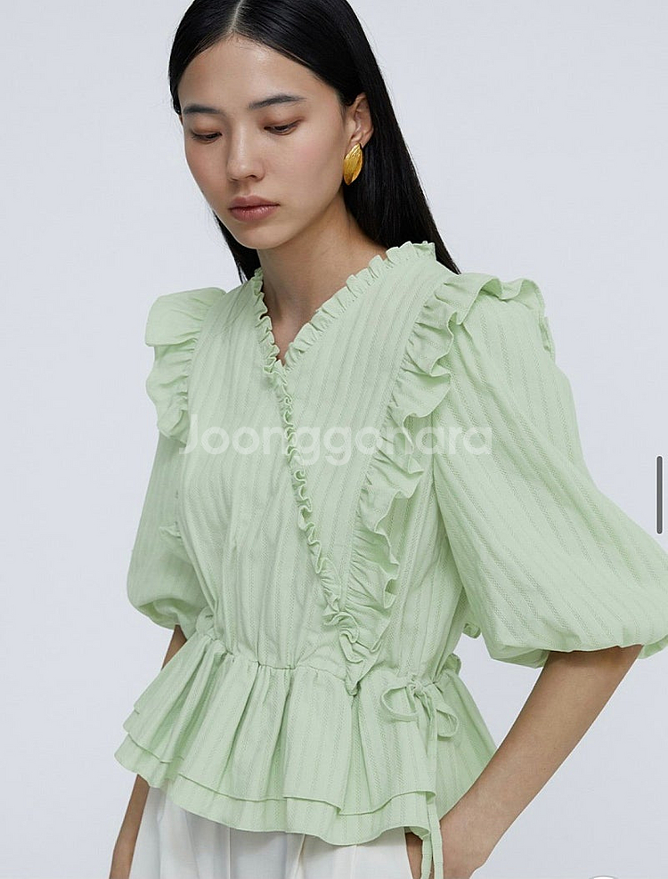 마리끌레르 프릴 랩 블라우스 플로움 로트르드민 듀엘 보...--6