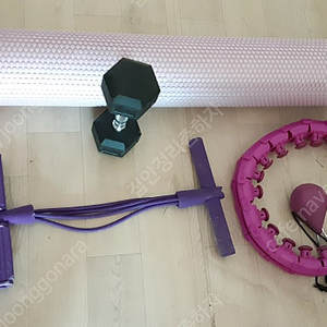 새거 육각 아령 덤벨 4키로1개, 폼롤러1개,추달린 훌라후프1개,8자스티링고무 팔힘 늘리기1개-68,000원인데 다해서 2만원에 팝니다